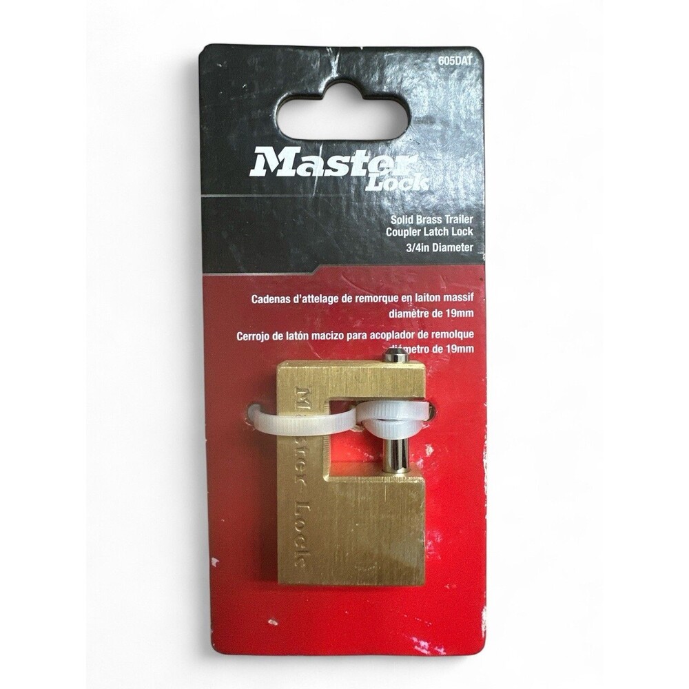 Master Lock Solid Brass Trailer Coupler Latch Lock 3/4" diameter 605 DAT & Keys